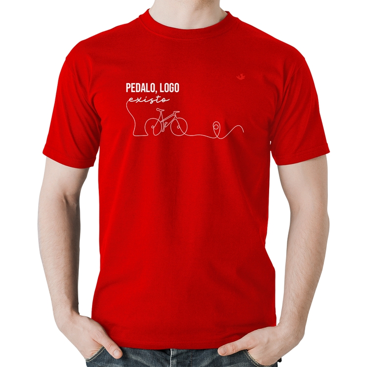 Camiseta Algodão Pedalo, logo existo - Vermelha