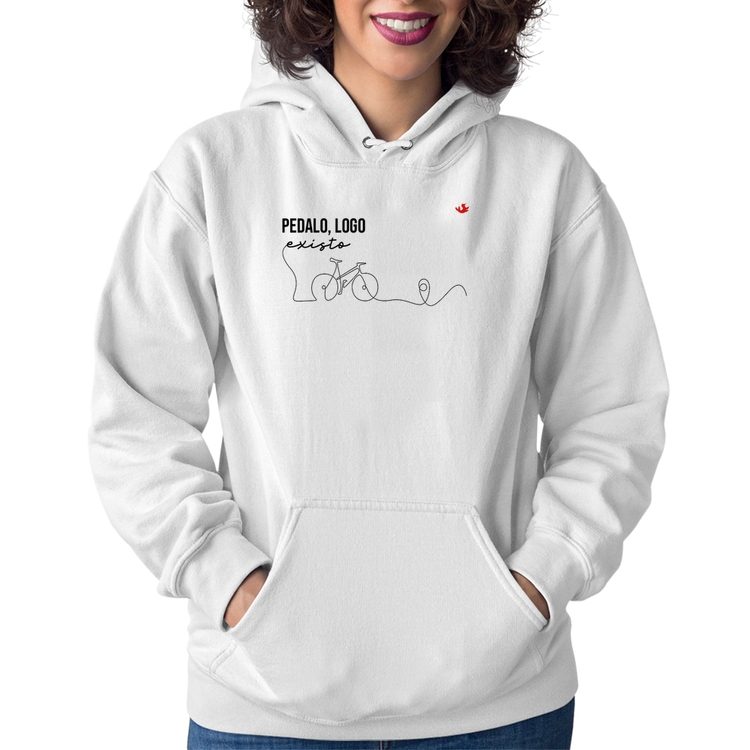 Moletom Feminino Pedalo, logo existo - Branco