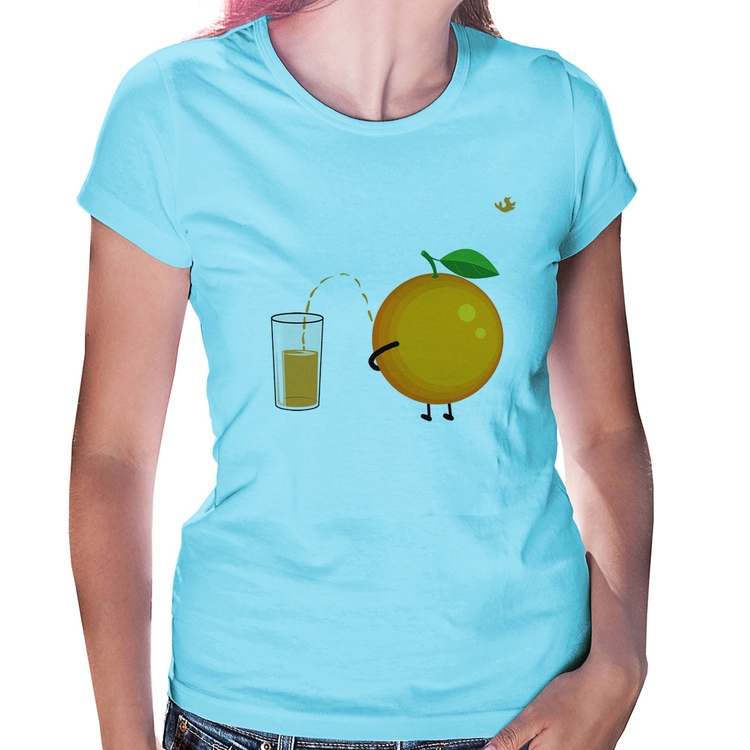 Baby Look Peeing Orange - Azul Bebê