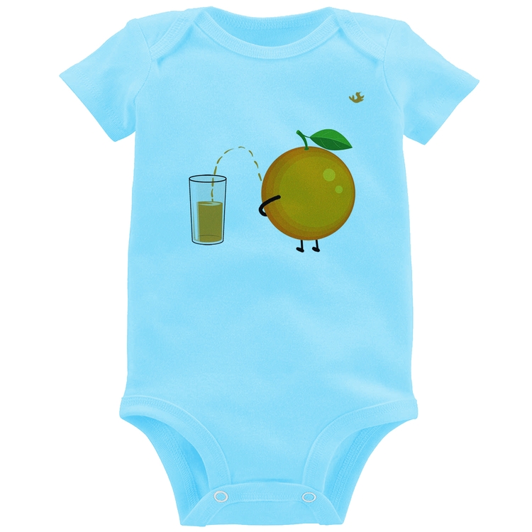 Body Bebê Peeing Orange - Azul Bebê