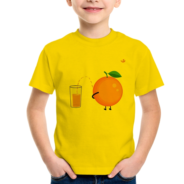 Camiseta Infantil Peeing Orange - Amarela