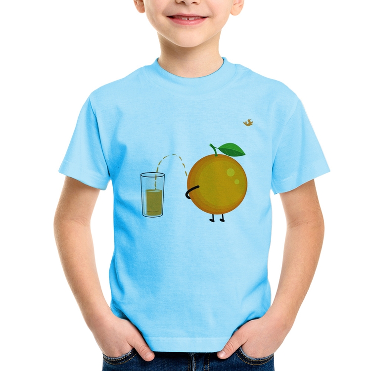 Camiseta Infantil Peeing Orange - Azul Bebê