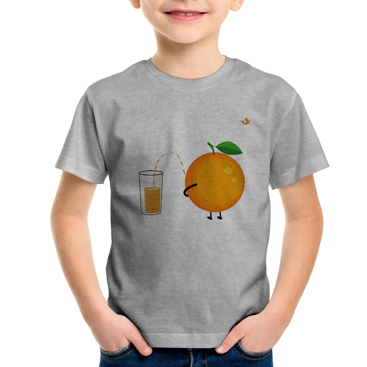 Camiseta Infantil Peeing Orange - Cinza