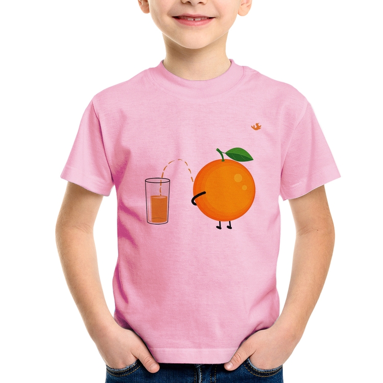 Camiseta Infantil Peeing Orange - Rosa Bebê
