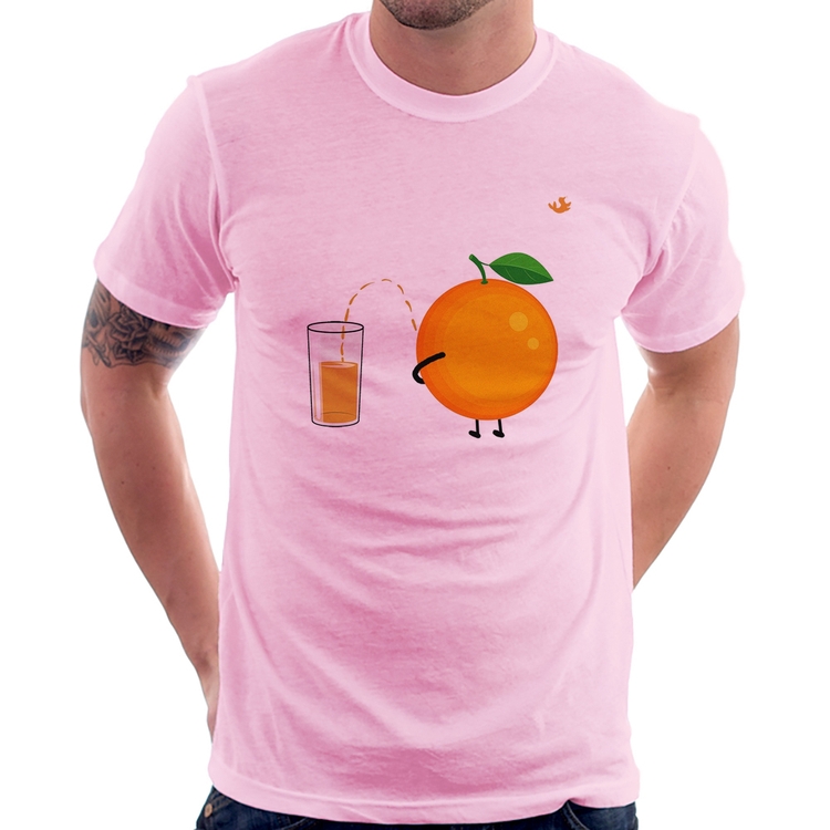 Camiseta Peeing Orange - Rosa Bebê
