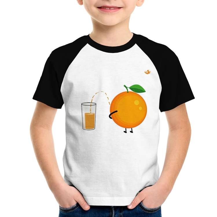 Camiseta Raglan Infantil Peeing Orange