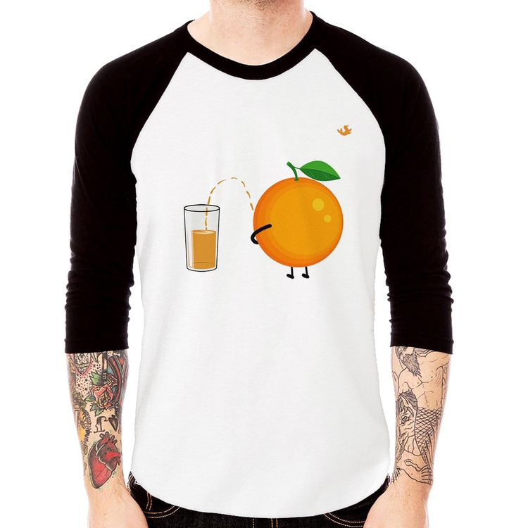 Camiseta Raglan Peeing Orange Manga 3/4