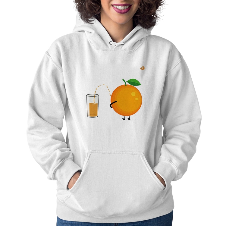 Moletom Feminino Peeing Orange - Branco