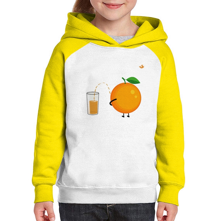 Moletom Infantil Peeing Orange - Branco/Amarelo