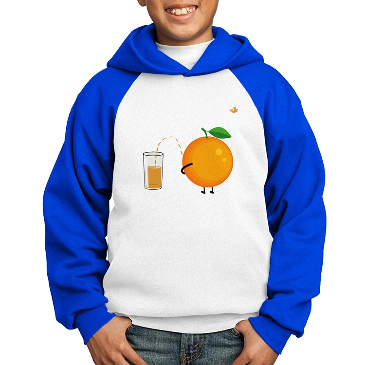 Moletom Infantil Peeing Orange - Branco/Azul