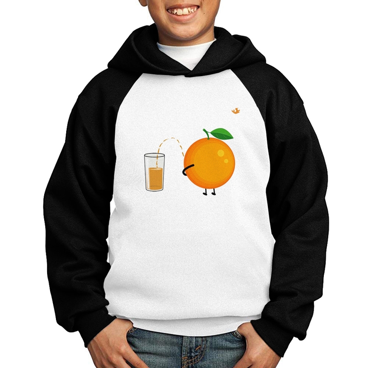 Moletom Infantil Peeing Orange - Branco/Preto