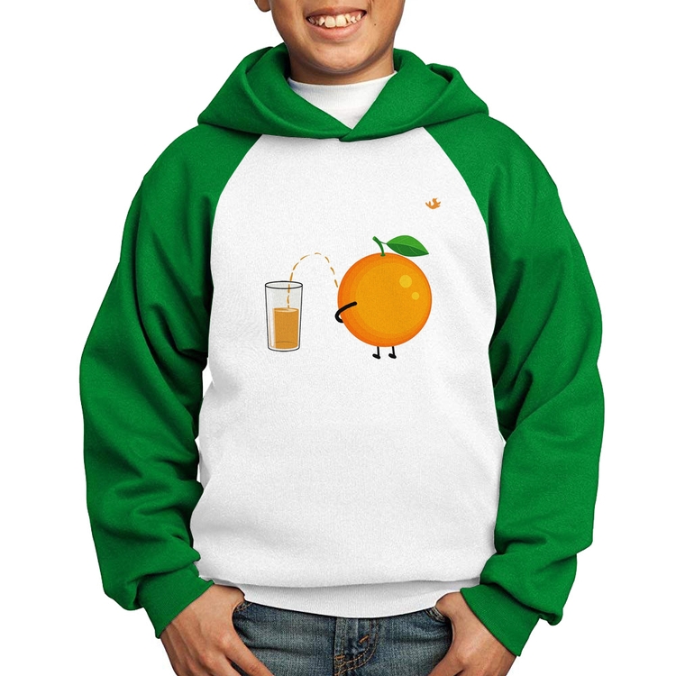 Moletom Infantil Peeing Orange - Branco/Verde