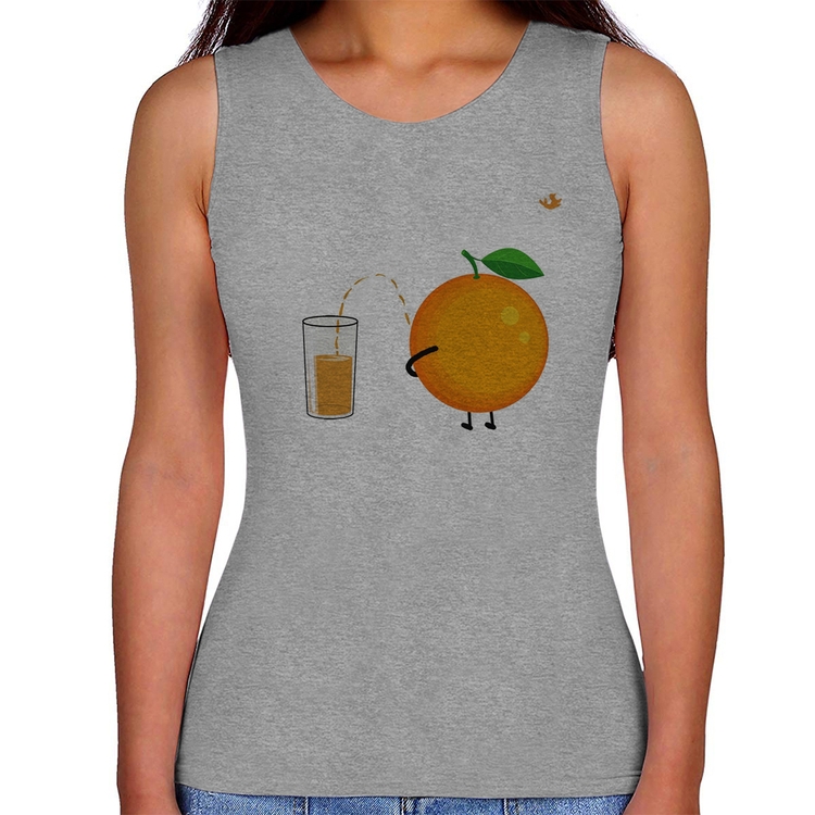 Regata Feminina Peeing Orange - Cinza