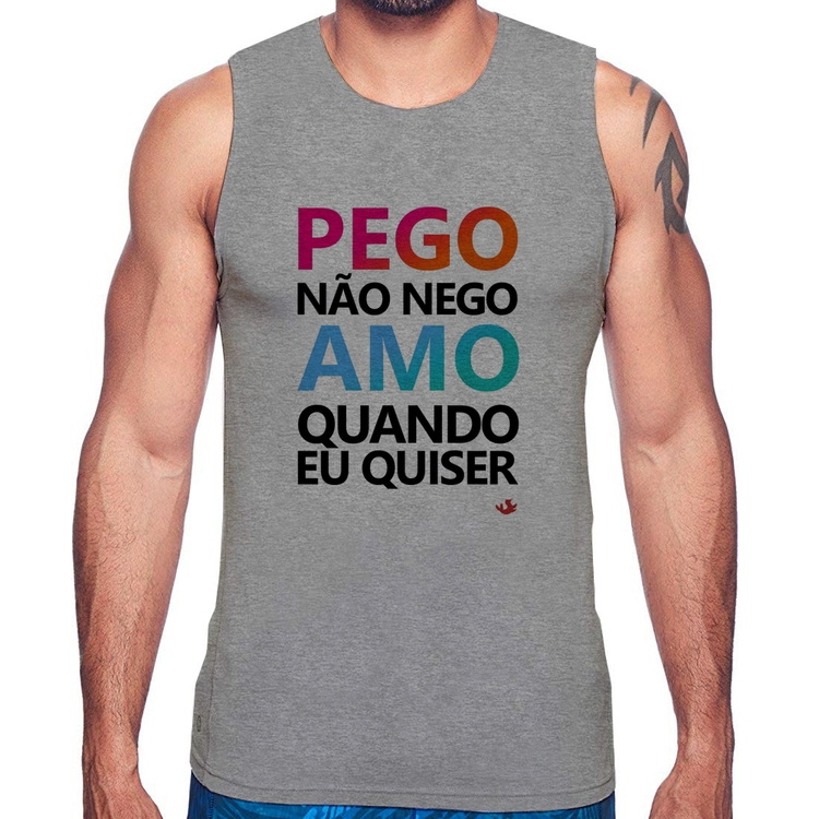 Regata Pego não nego, amo quando eu quiser - Cinza