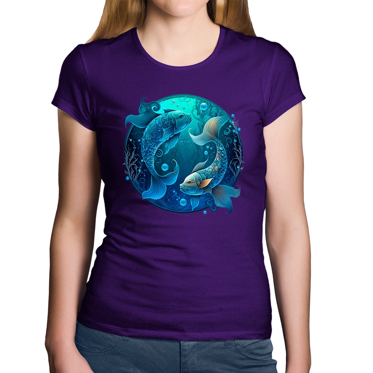 Baby Look Algodão Peixes Sígno - Roxa