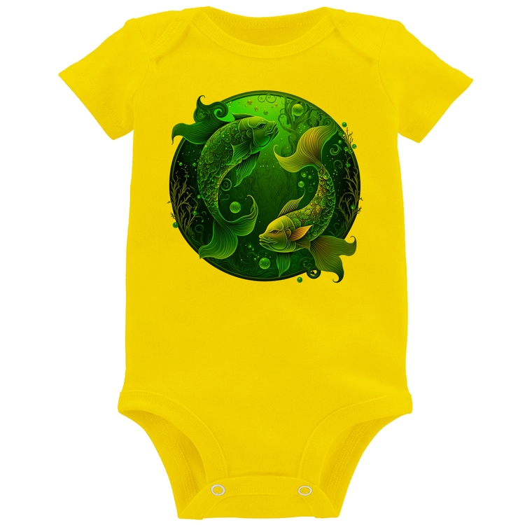 Body Bebê Peixes Sígno - Amarelo