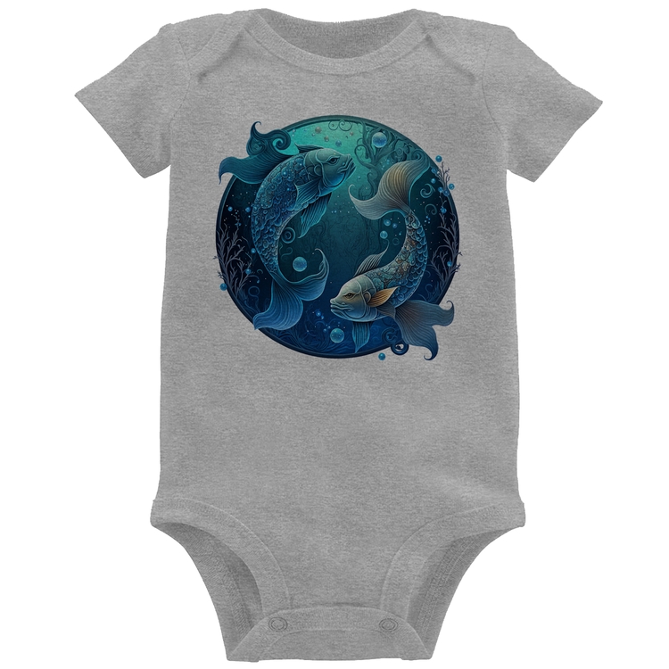 Body Bebê Peixes Sígno - Cinza