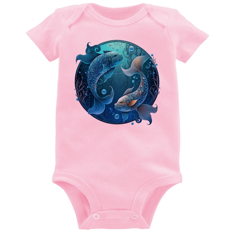 Body Bebê Peixes Sígno - Rosa Bebê