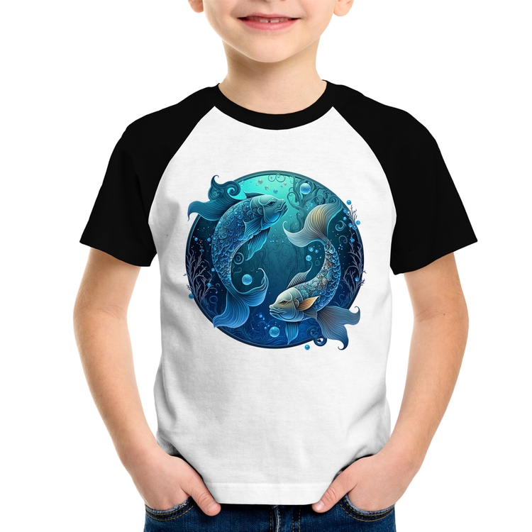 Camiseta Raglan Infantil Peixes Sígno