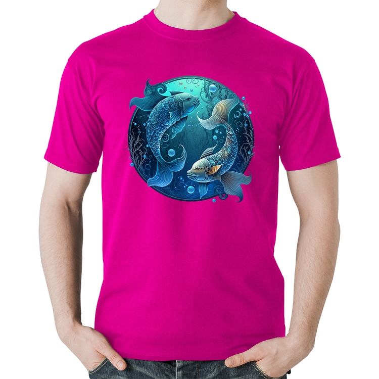 Camiseta Algodão Peixes Sígno - Rosa