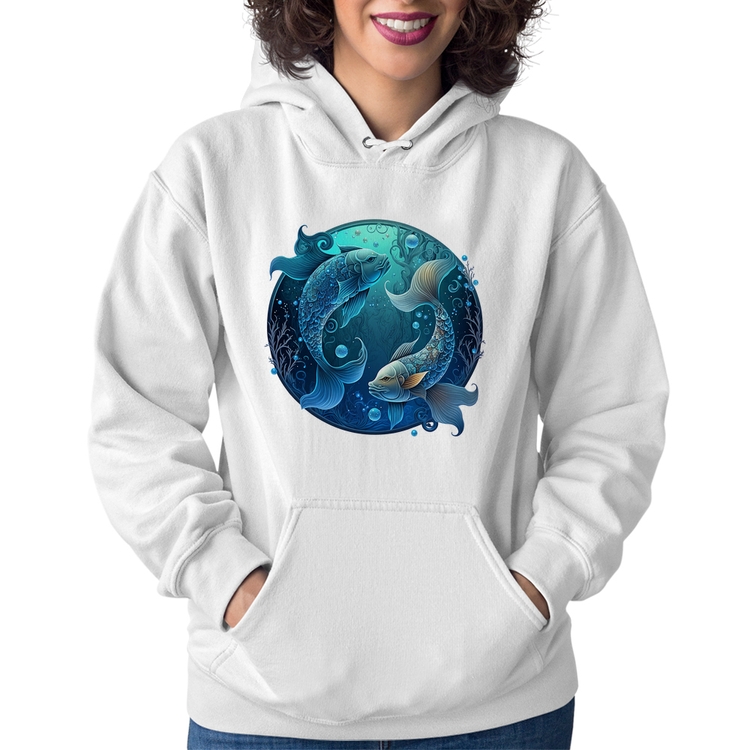 Moletom Feminino Peixes Sígno - Branco