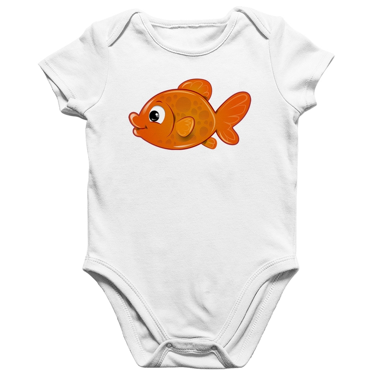 Body Bebê Algodão Peixinho Brinquedo - Branco