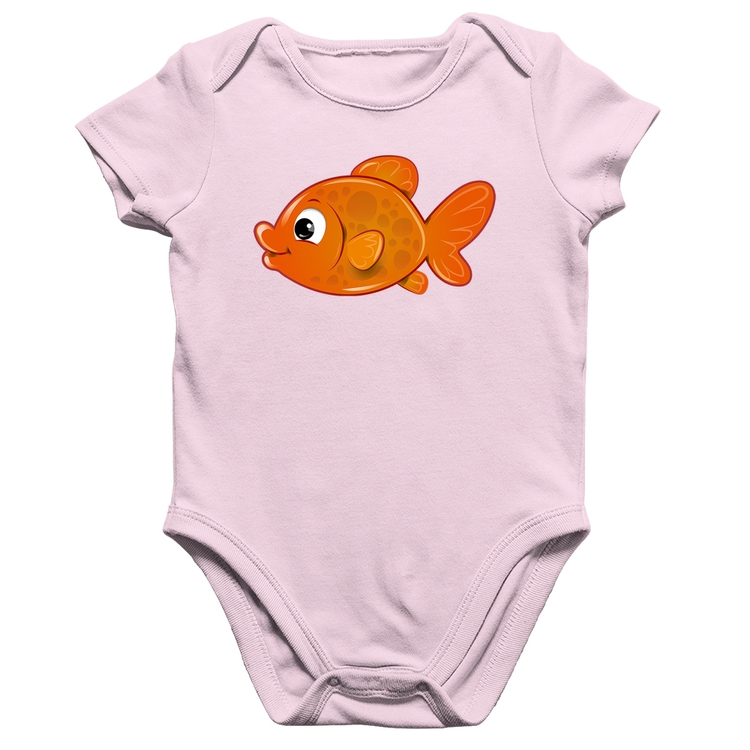 Body Bebê Algodão Peixinho Brinquedo - Rosa Bebê