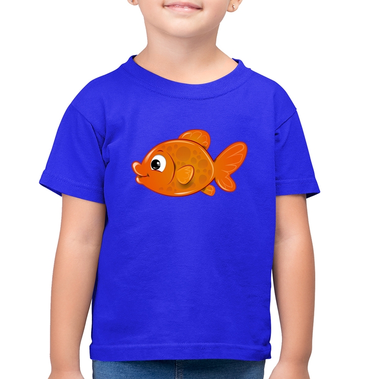 Camiseta Algodão Infantil Peixinho Brinquedo - Azul Royal