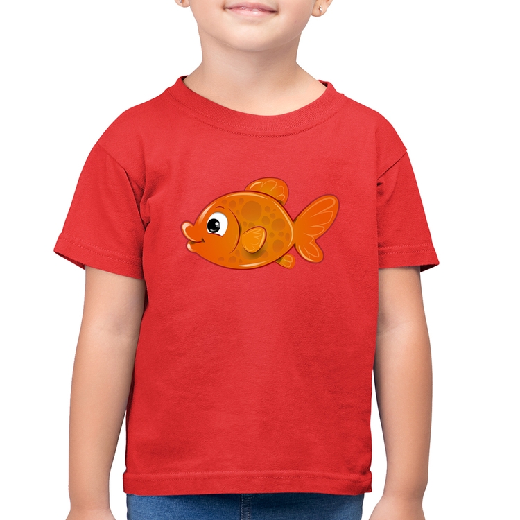 Camiseta Algodão Infantil Peixinho Brinquedo - Vermelha