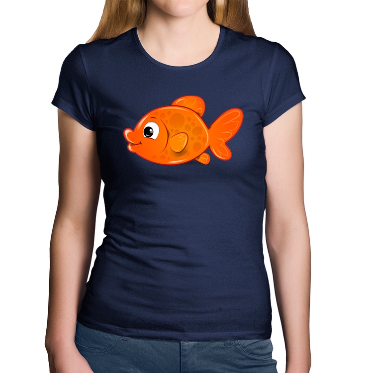 Baby Look Algodão Peixinho Brinquedo - Marinho