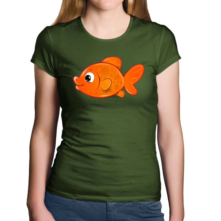 Baby Look Algodão Peixinho Brinquedo - Musgo