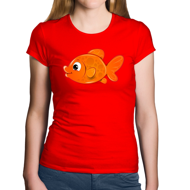 Baby Look Algodão Peixinho Brinquedo - Vermelha