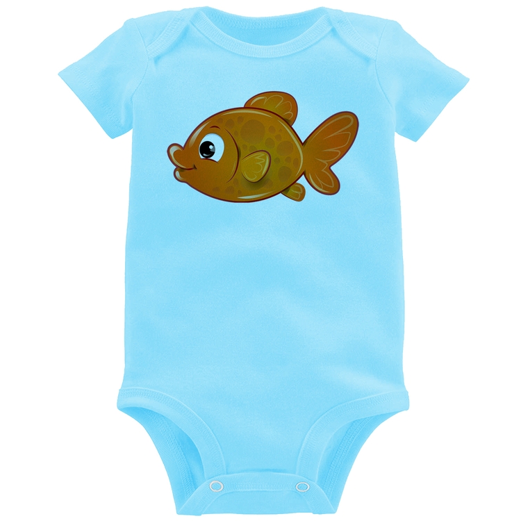Body Bebê Peixinho Brinquedo - Azul Bebê