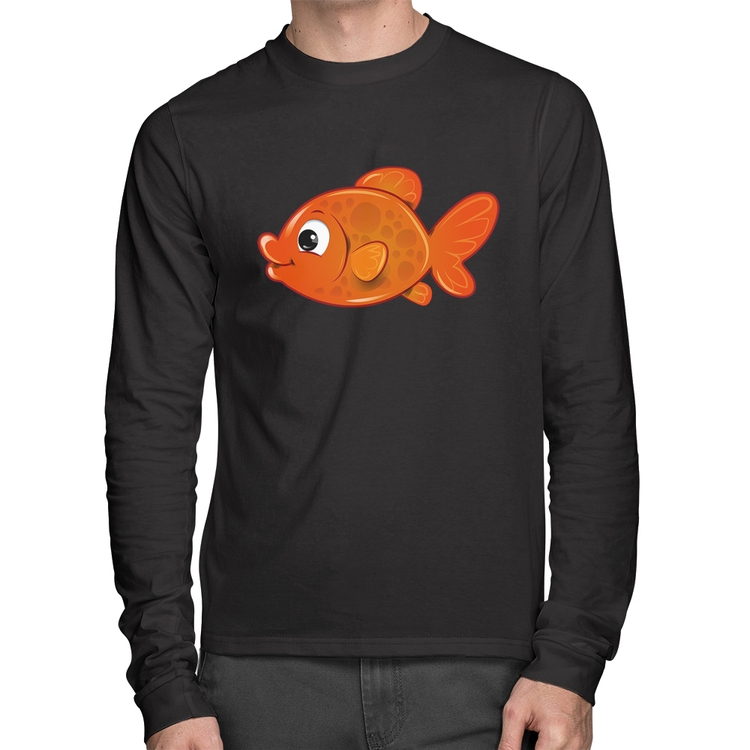 Camiseta Algodão Peixinho Brinquedo Manga Longa