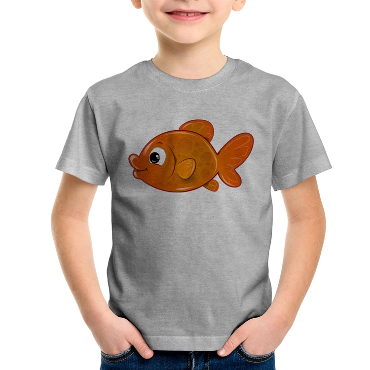 Camiseta Infantil Peixinho Brinquedo - Cinza
