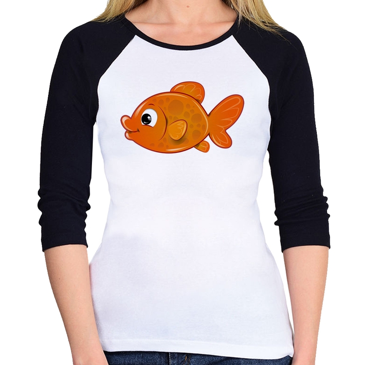 Baby Look Raglan Peixinho Brinquedo Manga 3/4
