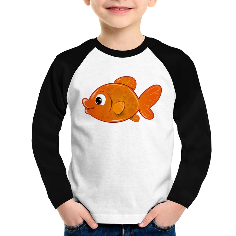Camiseta Raglan Infantil Peixinho Brinquedo Manga Longa