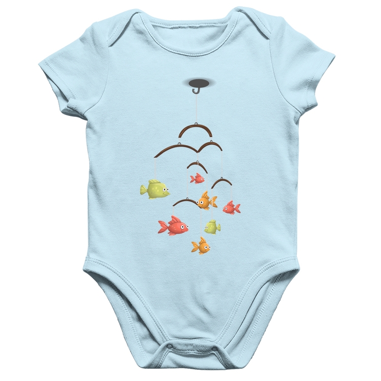 Body Bebê Algodão Peixinhos Móbile - Azul Bebê
