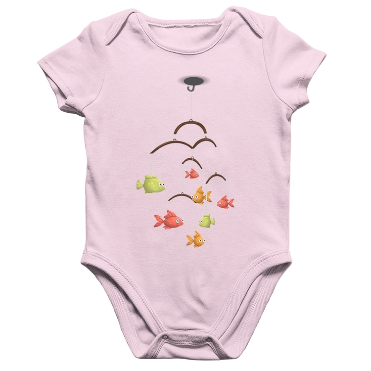 Body Bebê Algodão Peixinhos Móbile - Rosa Bebê
