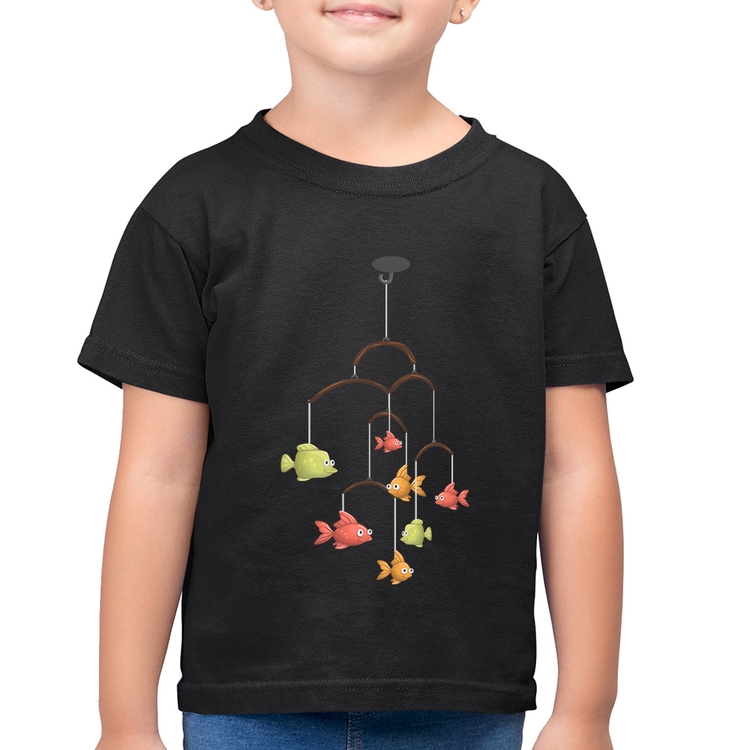 Camiseta Algodão Infantil Peixinhos Móbile