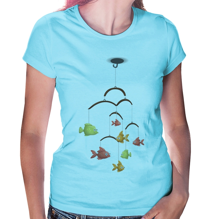 Baby Look Peixinhos Móbile - Azul Bebê