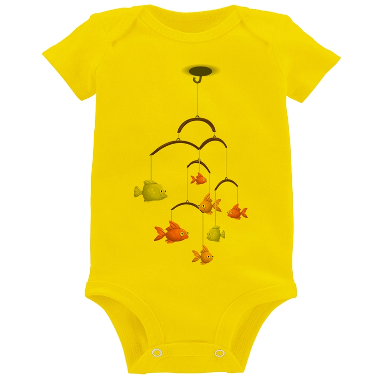 Body Bebê Peixinhos Móbile - Amarelo