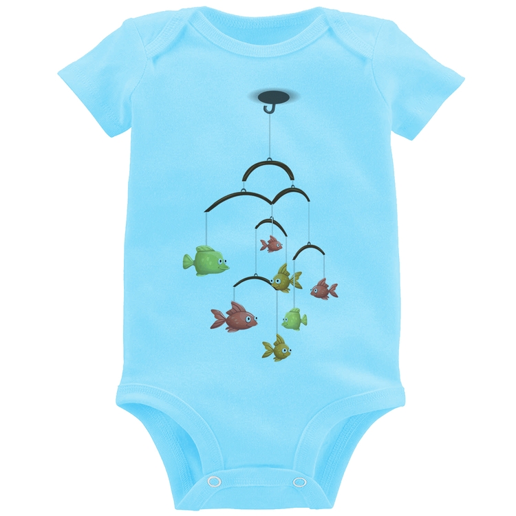 Body Bebê Peixinhos Móbile - Azul Bebê