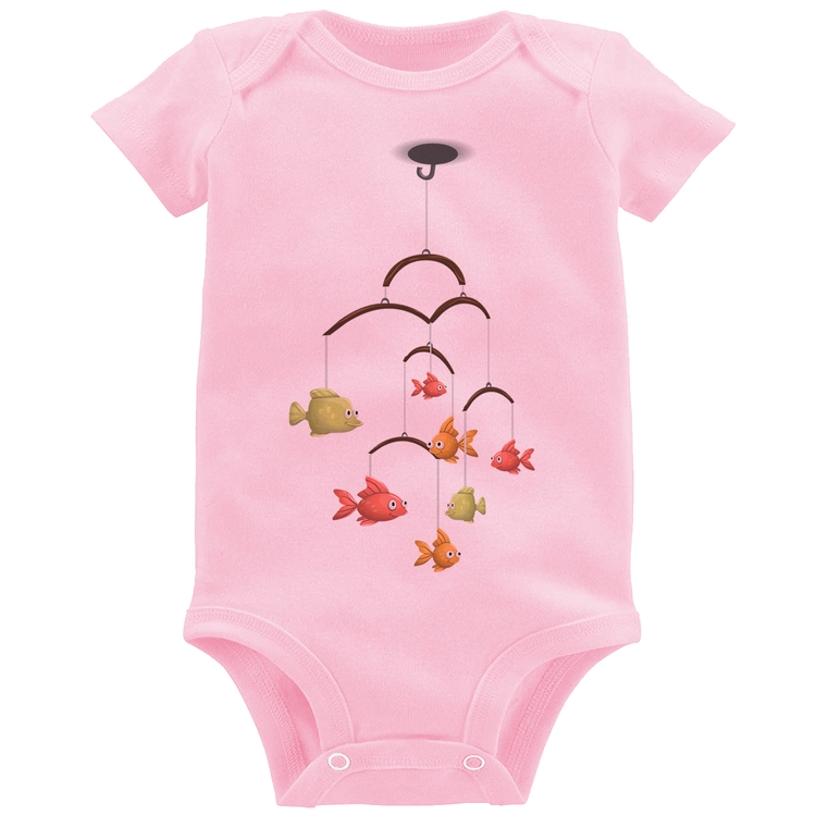 Body Bebê Peixinhos Móbile - Rosa Bebê