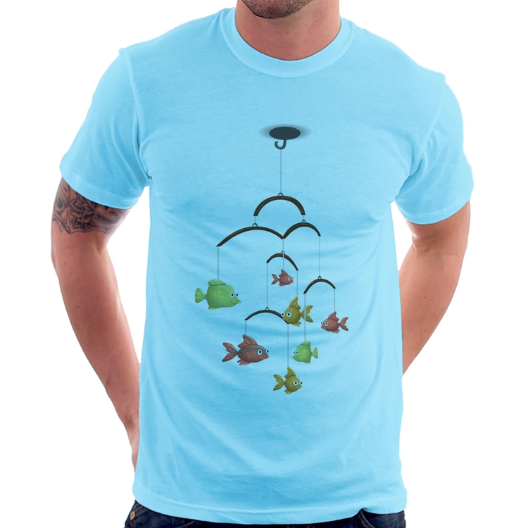 Camiseta Peixinhos Móbile - Azul Bebê