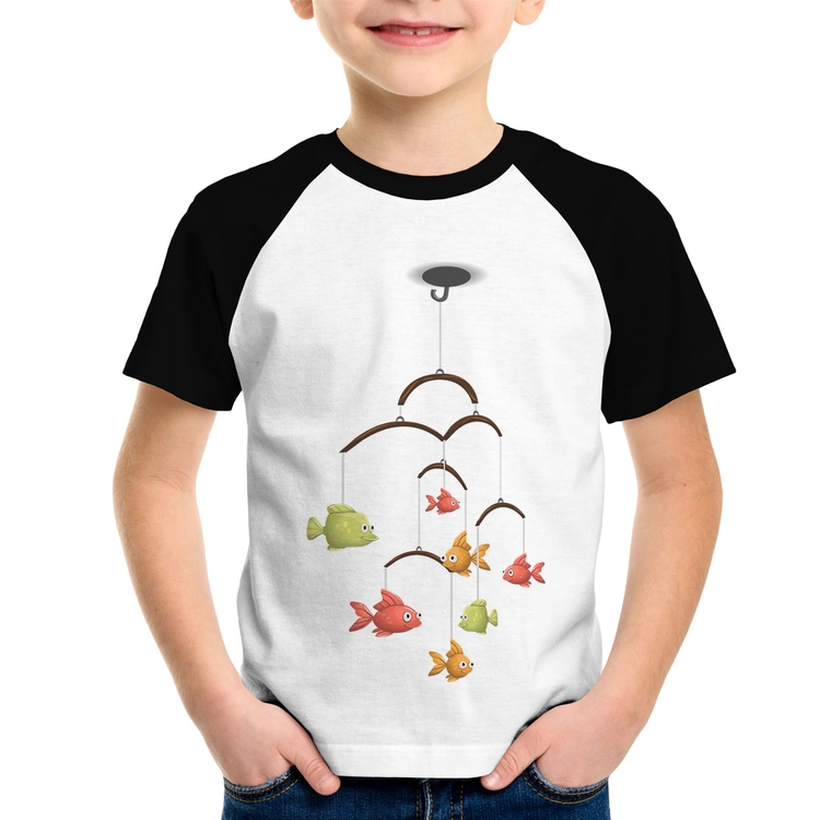 Camiseta Raglan Infantil Peixinhos Móbile