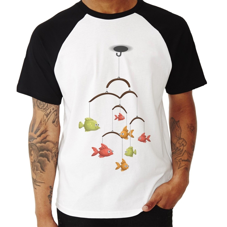 Camiseta Raglan Peixinhos Móbile