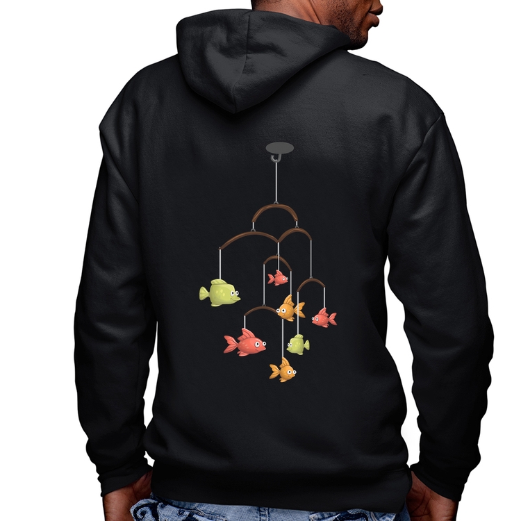 Blusa Moletom Peixinhos Móbile Masculina com Capuz e Zíper