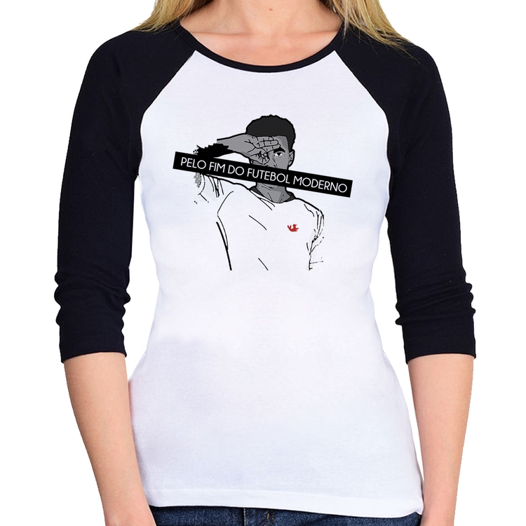 Baby Look Raglan Pelo fim do futebol moderno Manga 3/4