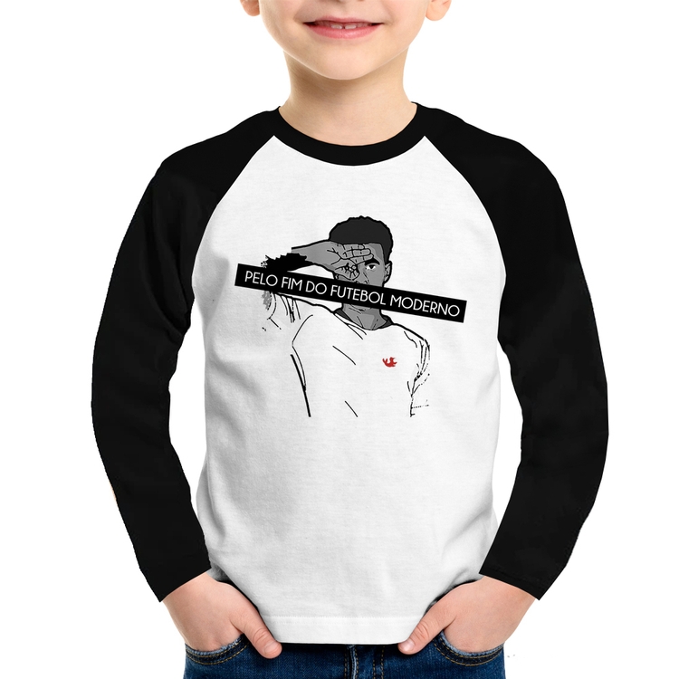 Camiseta Raglan Infantil Pelo fim do futebol moderno Manga Longa